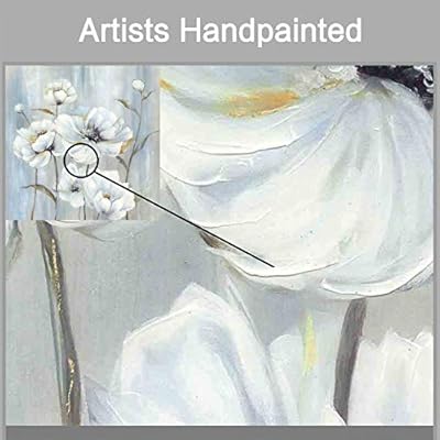 Amazon Com Abstract Flower Painting Wall Art White Peony Picture Bouquet With White Silver Foil Artwork On Canvas For Bedroom 24 X 24 X 1 Panel Posters Prints