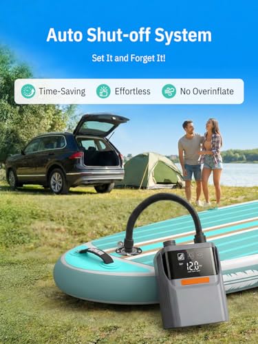 Niphean Electric Inflator with Built-in Battery, 50 PSI Electric Inflator for Tires, Sup and Mattresses, Portable Electric Air Pump with Auto Shut-off for Inflatables and Deflation