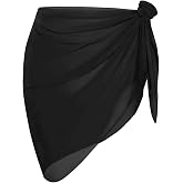 Heucapc Women's Swimsuit Cover-Up Sarong Beach Bikini Wrap Sheer Short Skirt Chiffon Scarf for Pool Vacation Party