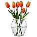 MyGift Clear Glass Tabletop Vase Decor, Hexagonal Multi-Faced Flower Vase