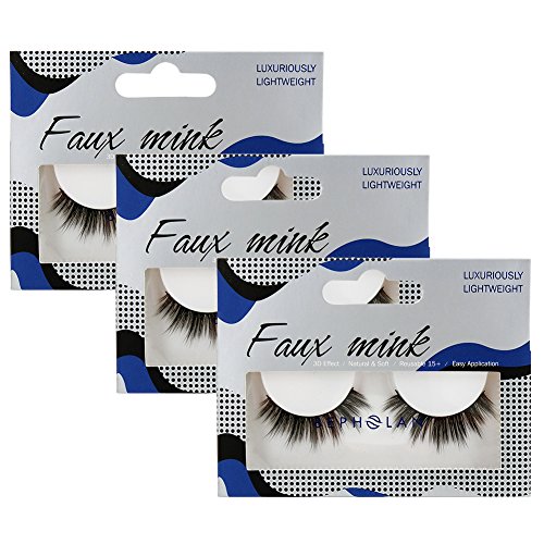 BEPHOLAN 3 Pairs False Eyelashes Synthetic Fiber Material| 3D Faux Mink Lashes| Natural Round Look| Soft & Lightweight| Reusable| 100% Handmade & Cruelty-Free| XMZ21