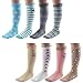 Deer Mum 8 Pairs Girl’s Princess Style Knee High Socks (Pack 8)-multicolor4 (S(3Y-6Y))