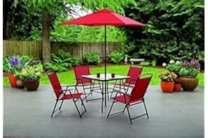 MAINSTAYS FURNITURE NEW Albany Lane 6-Piece Folding Dining Set, Multiple Colors (Red)