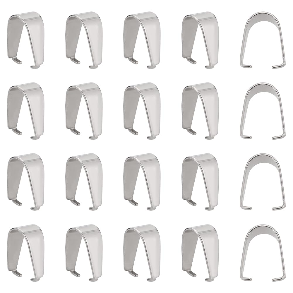 PandaHall Elite 1 Bag/20pcs Stainless Steel Accessories for Mounting Bail Pendant Charms Charms Jewellery Creation 10 mm