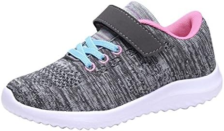 Umbale Boys and Girls Flyknit Sneakers Comfort Running Shoes(Toddler/Kids) (2 M US Little Kid, Grey/Pink)