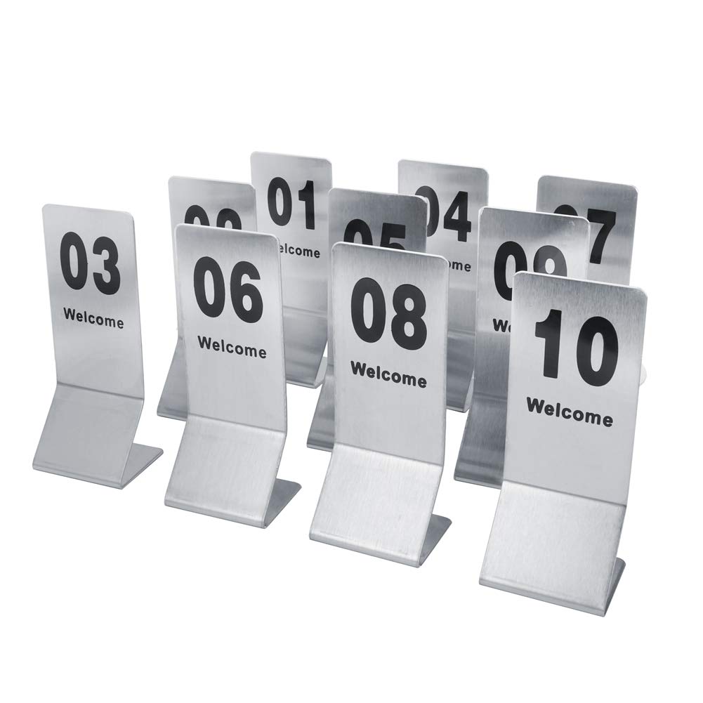 TOPINCN Table Number Holder Stainless Steel 1-10 Double-Side Table Number Props for Wedding Party Decoration