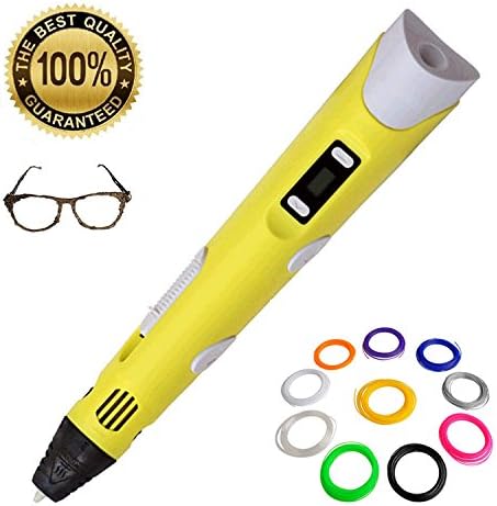 Jabond 3D Printing Pen with LCD Screen with 3 Color PLA Filament, Yellow