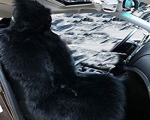 OFLBA 1pcs Black Faux Sheepskin Car Seat Cover Long Wool Universal Fit Fur Seat Cushion