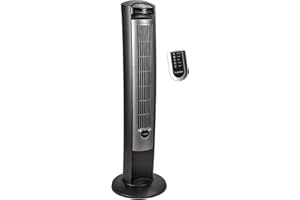 Lasko Oscillating Tower Fan with Remote, Quiet Floor Fans for Bedroom, 42", Silver T42951