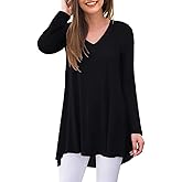AWULIFFAN Women's Fall Long Sleeve V-Neck T-Shirt Sleepwear Tunic Tops Blouse Shirts