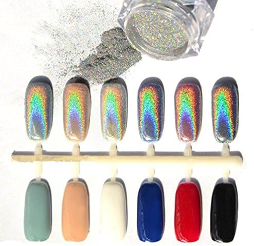Professional Nail Art, RIUDA 1g/ Box Laser Sliver Nail Glitter Powder Shinning Nail Mirror Powder Nail Art