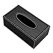 SMONET Tissue Box Cover Rectangular Pu Leather Napkin Holder Pumping Paper Case Dispenser for Home Office Car Automotive Decoration Tissue Cover Holder (Black)