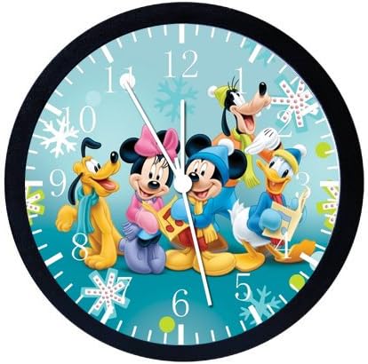 Disney Mickey Mouse Black Frame Wall Clock E12 Nice For Gift or Office Home Wall Decor 10"