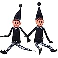Elves Behavin' Badly 12" Bendable Poseable Elf with Vinyl Head - Christmas Accessory (Black Elf - 1 Boy & 1 Girl)