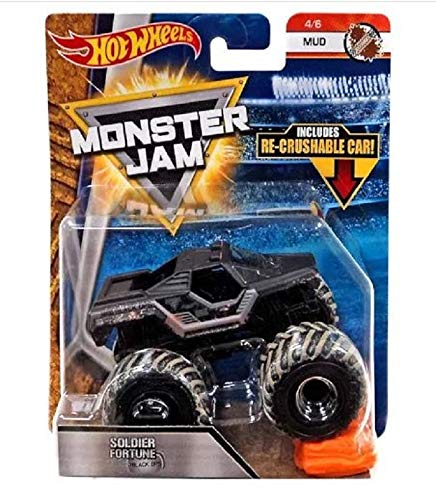HW 2018 Hot Wheels Monster Jam Soldier Fortune Black Ops (Mud 4/6) Recrushable Car