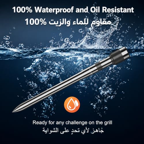 Smart Wireless BBQ Meat Thermometer with 2 Ultra Thin Probes,Bluetooth APP Control Food Thermometer,Fast Charge,IP67 Waterproof,Digital Display Base,for Smoker Grill Oven Kitchen Outdoor Cooking