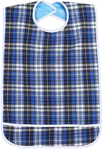 Adult Reusable Washable Meal Bibs, 2Colors Adjustable Waterproof Bib Snap with Crumb Catcher(Red)