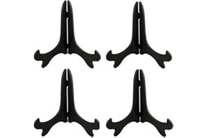 Artliving Black 8" Wood-Like Plastic Easels Plate Display Stands Picture Frame Stand Holder-Set of 4