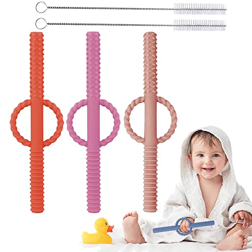 YAPROMO Baby Teething Chewy Tubes with Safe Shield,Hollow Baby Teething