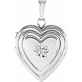 Sonia Jewels Solid 925 Sterling Silver 15mm .010 Cttw Diamond Heart Locket Pendant Charm Holds Pictures (21mm x 14mm)
