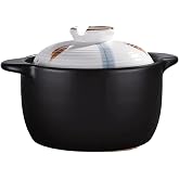 CHPINDAM 3.2 Quart Ceramic Casserole,with Lid Ceramic Pot,Heat-Resistant Round Stew Pot Soup Pot for cook bibimbap, soup, rice, stew, casserole (White3.2QT)