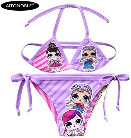 AITONOBLE LOL Swimwear Surprise Doll Cosplay Costume 2 Pieces Grils Bikini Kids Summer Beachwear