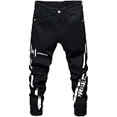 Boy's Skinny Fit Ripped Destroyed Distressed Fashion Kids Denim Jeans Pants(Black2021,10)