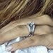 TwoBirch Sterling Silver Vintage Filigree and Milgrained Contour Ring Guard With Cubic Zirconia (0.75 ct.)