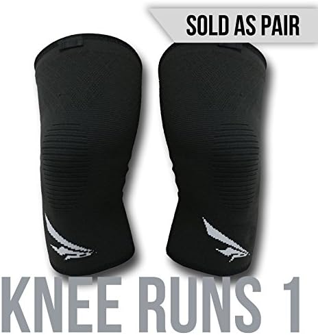 147th Knee Runs 1 - Best Compression Knee Support Sleeves Brace Wraps - For Professional Elite Athletes: Running, Jogging, Bodybuilding, and Weight Lifting - Sold as Pair (Black, Large)