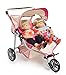 Twin DOLL Jogger Stroller with Diaper Bag, Off white/Pink designed (Bitty Twins) by Exquisite Buggy