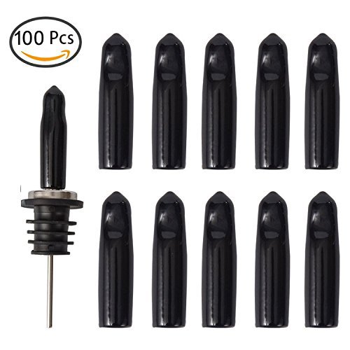 LEGERM 100 Pcs Liquor Bottle Pourer Cap Olive Oil Dispenser Pour Spouts Rubber Dust Cover Caps Bug Ant-Proof,Food-safe