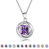 Aurora Tears Created-Amethyst Pendant February Birthstone Necklace for Women 17.7