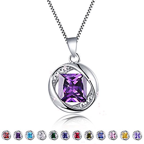 Aurora Tears Created-Amethyst Pendant February Birthstone Necklace for Women 17.7