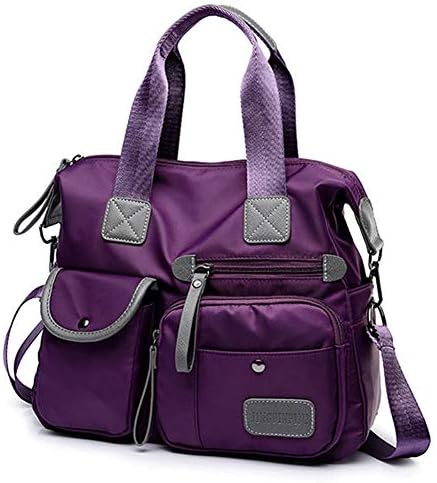 Women Nylon Waterproof Large Capacity Multi Pocket Multifunction Handbag Crossboby Bag (Purple)