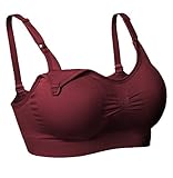 Sayceli Womens Seamless Nursing Bras Wirefree Maternity Bralette For Breastfeeding Color Red Size L