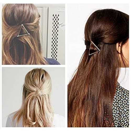 Minimalist Geometric Triangle Hair Clip, Dainty Hollow Metal Hairpin Clamps Accessories Barrettes Bobby Pin Ponytail Holder Statement (Gold and Silver) Beauty & Personal Care, Hair Care, Hair Accessories, Clips