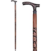 36 Inch Handmade Wooden Walking Stick with Brass Handle for Men &amp; Women &ndash; Vintage Handcrafted Walking Cane, Stylish Comfortable Grip, Lightweight Mobility Support Cane for Seniors