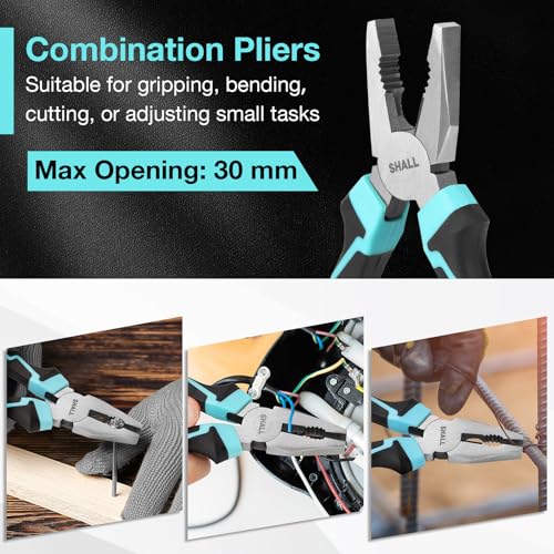 SHALL 3-Piece Pliers Set, 160mm Long Nose Pliers, 160mm Diagonal Cutter Plier, 180mm Combination Plier with Soft Grip - for DIY, Home & Mechanical Repairs