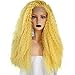 Anogol Hair Cap+High Density Pre Plucked Natural Hairline Wigs Yaki Lace Front Wig Long Kinky Curly Golden Color Yellow Lace Front Wig Synthetic Hair For Women