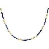 MYEARS Women Beaded Choker Necklace Gemstone 14K Gold Plated Simple Dainty Handmade Chain Everyday Trendy Jewelry