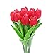 Decora 10Pcs/Bag PU Holland Mini Tulip Artificial Flower Real Touch for Wedding,Home,Party Decoration (Red)