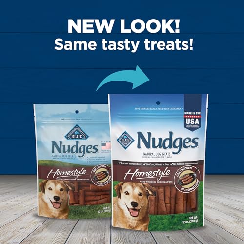 BLUE BUFFALO NUDGES HOMESTYLE NATURAL DOG TREATS, CHICKEN AND PORK, 12-OZ BAG