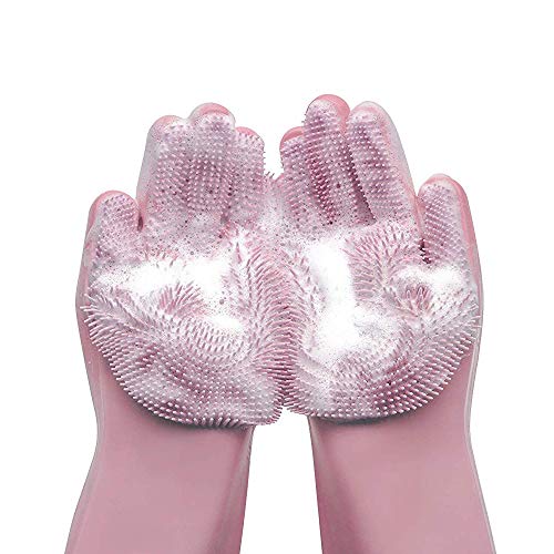 Silicone Dishwashing Gloves, Scrubber Cleaning Gloves for Kitchen