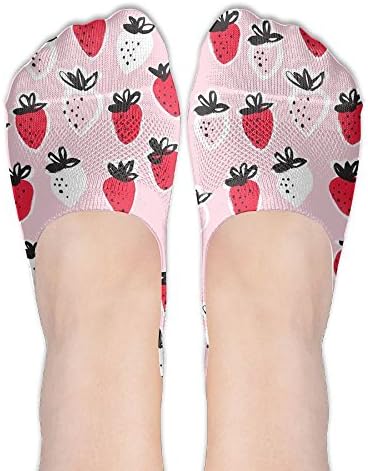 TravelMaster Women's Stawberry No Show Socks Non Slip Flat Boat Line