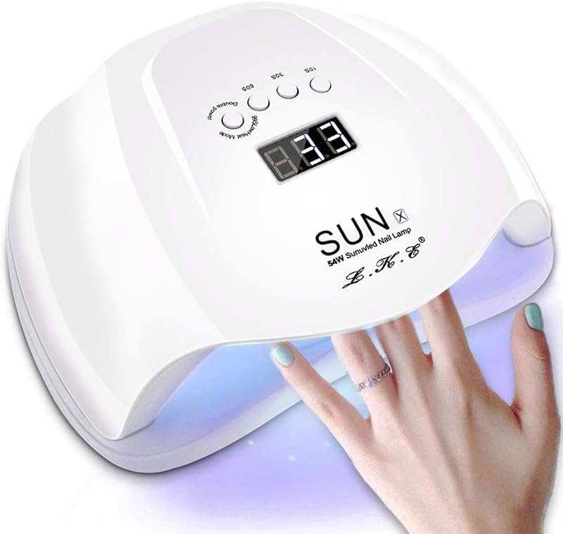 LKE UV LED Nail Lamp Dryer Gel Polish Curing Light 4 Timers Auto Sensor White