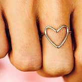 Mnyixsi Gold Initial Rings for Women 925 Sterling Silver Minimalist Heart Finger Rings for Women Wedding Engagement Statement Jewelry High Polish Comfort Fit Band Ring Size 7