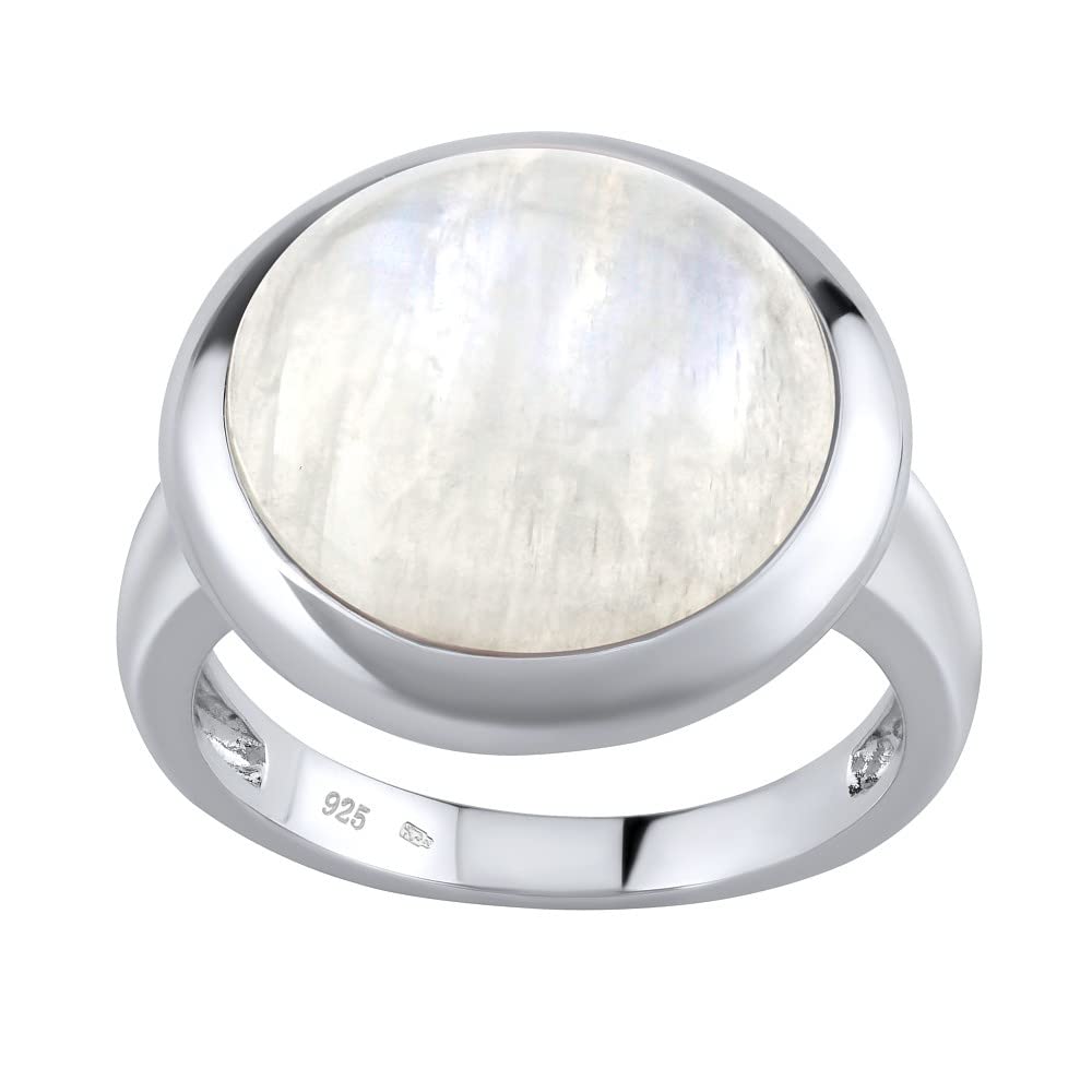 SILVEGO – JST11499MS – Women 925 Sterling Silver Ring with Genuine Moonstone