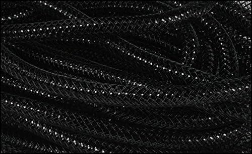 Deco Mesh Flex Tubing with Metallic Foil (Black) 8mm x 30 Yards : RE3004E5