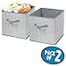 mDesign Soft Fabric Nursery/Playroom Closet Storage Organizer Bin Box with Front Handle for Cube Furniture Shelving Units - Holds Toys, Clothes, Diapers, Bibs - Lido Collection - 2 Pack - Gray