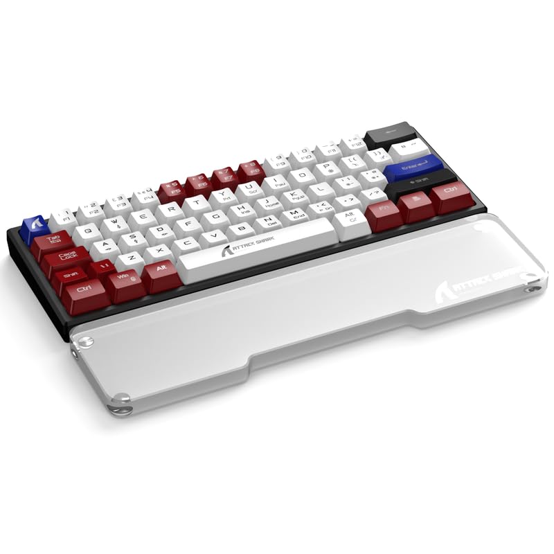 ATTACK SHARK 61 Keys CNC Acrylic Wrist Rest, Ergonomic Keyboard Palm Rest,60 Percent Layout, Portable Anti Slip Clear Frosted Hand Rest, Desk Accessories for Gaming Playing/Office Typing/PS4/Xbox